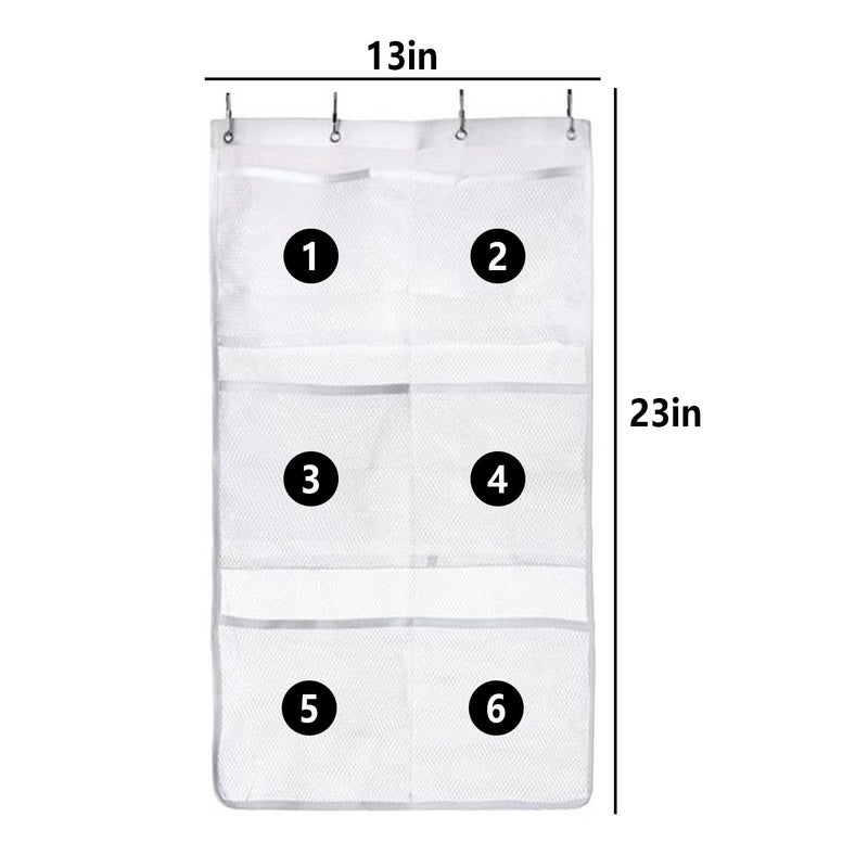 Lohas Select Quick Dry Fabric Bath Hanging Mesh Pockets Shower Organizer with 6-Pocket, 4 Hooks - Image 2
